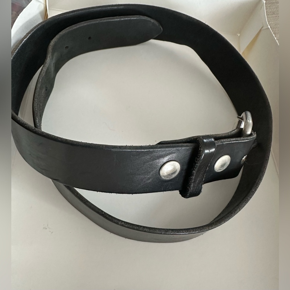 Deerfield Leathers Liberty Classic Black Leather Belt Silver Buckle USA Made 38
